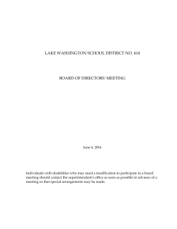 LAKE WASHINGTON SCHOOL DISTRICT NO. 414 BOARD OF