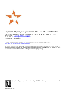 "A Reservoir of Spiritual Power": Patriotic Faith at the Alamo in the
