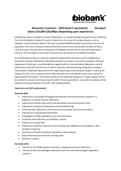 Biomarker Scientists &ndash; (NHS Band 5 equivalent) Stockport Salary