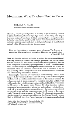 Ames, C. (1990). Motivation: What teachers need to know. Teachers