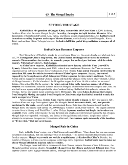 43- The Mongol Empire SETTING THE STAGE Kublai Khan