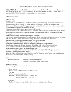 Astronomy Rough Notes &ndash;Waves, Types, Properties