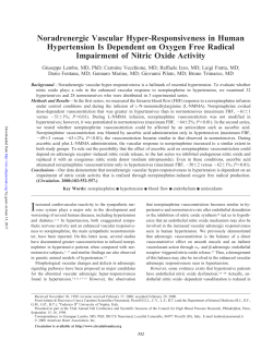 Noradrenergic Vascular Hyper-Responsiveness in