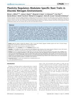 Plasticity Regulators Modulate Specific Root Traits in Discrete