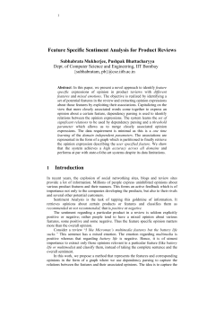 Feature Specific Sentiment Analysis for Product Reviews 1