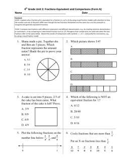 4 Grade Unit 2: Fractions-Equivalent and Comparisons (Form A