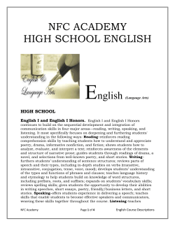 NFC ACADEMY HIGH SCHOOL ENGLISH