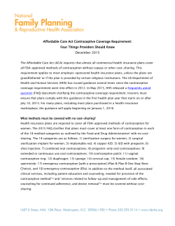 Affordable Care Act Contraceptive Coverage Requirement: Four