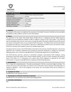 POLICY AND PROCEDURE SUBJECT/TITLE: HIPAA Privacy and