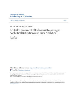 Aristotle`s Treatment of Fallacious Reasoning in Sophistical