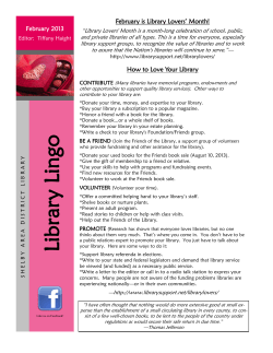 Library Lingo - the Shelby Area District Library