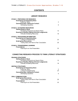 Think Literacy: Library Research, Grades 7-12