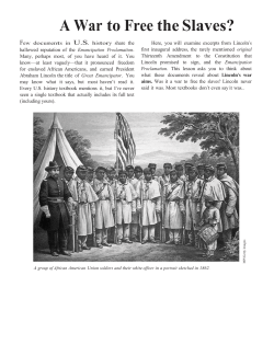 A War to Free the Slaves? - Warren Hills Regional School District