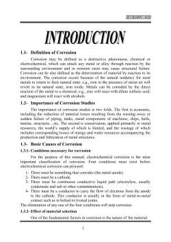 1.1- Definition of Corrosion 1.2- Importance of Corrosion Studies 1.3