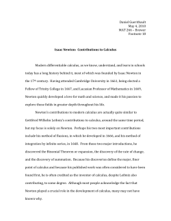 Isaac Newton: Contributions to Calculus