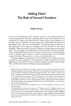 Adding Value? The Role of Second Chambers