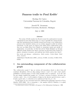 Famous trails to Paul Erd`os* Rodrigo De Castro Universidad