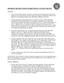 SHARON RECREATION BASKETBALL LEAGUE RULES