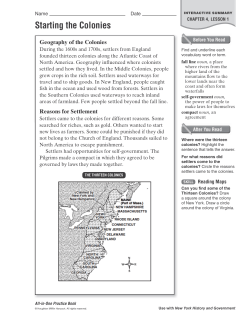 Lesson 1 Starting the Colonies