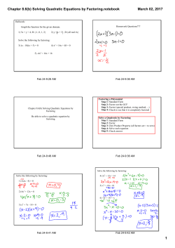 Chapter 8.6(b) Solving Quadratic Equations by Factoring.notebook