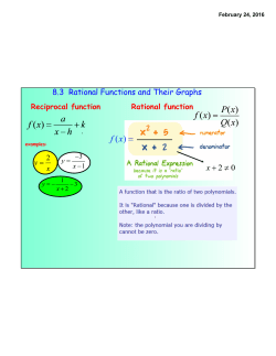 8.3 Rational Functions and Their Graphs