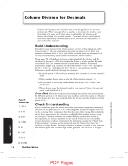 Column Division for Decimals