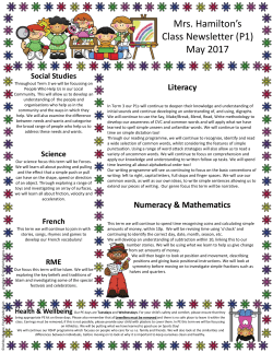 Mrs. Hamilton`s Class Newsletter (P1) May 2017
