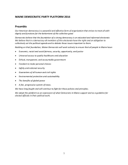 MAINE DEMOCRATIC PARTY PLATFORM 2016 Preamble