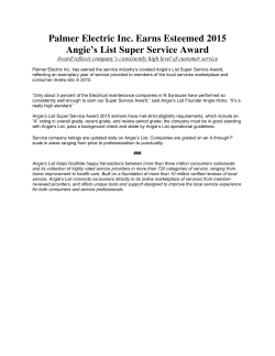 Palmer Electric Inc. Earns Esteemed 2015 Angie`s List Super