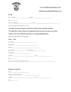New Dog Application - The Bark House San Diego