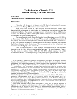 The Resignation of Benedict XVI Between History, Law and
