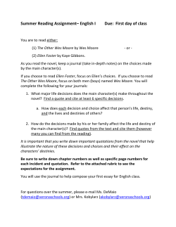 Summer Reading Assignment&ndash; English I Due: First day of class