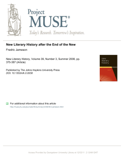 New Literary History after the End of the New