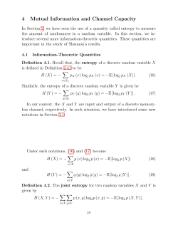 4 Mutual Information and Channel Capacity