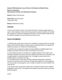 Sample CCRC/Assisted Living CA End of Life Option Act Model Policy