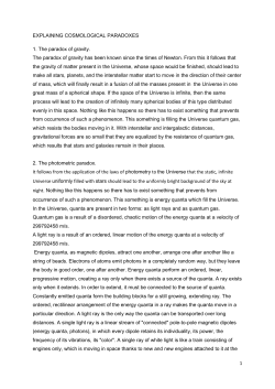 1 EXPLAINING COSMOLOGICAL PARADOXES 1. The