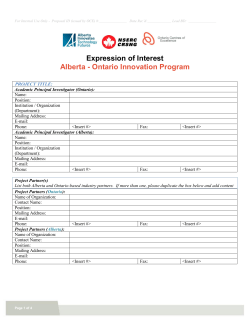 ON Expression of Interest - Ontario Centres of Excellence