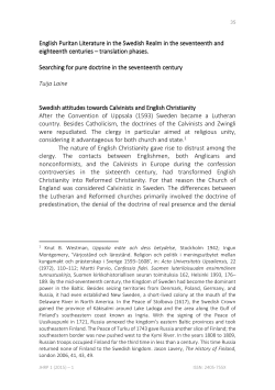 English Puritan Literature in the Swedish Realm in the seventeenth