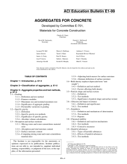 AGGREGATES FOR CONCRETE ACI Education Bulletin E1-99