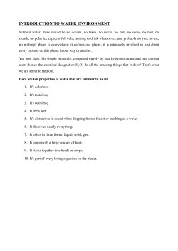 INTRODUCTION TO WATER ENVIRONMENT