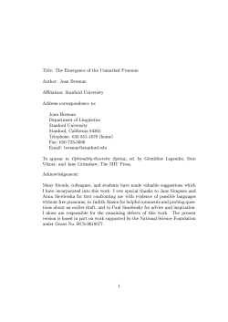 The Emergence of the Unmarked Pronoun