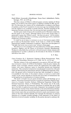 1933-1 SHORTER NOTICES David Hubert. Gesammelte