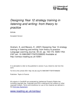 Designing Year 12 strategy training in listening and writing: from