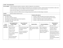 Unit 09 &ndash; Chemical Reactions Key Learning(s): Chemical properties