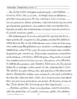 Anchor Paper &ndash; Thematic Essay&mdash;Level 3 &ndash; C