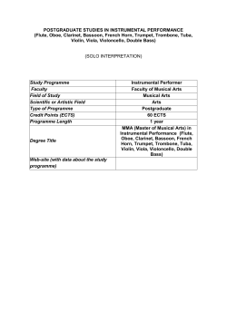 POSTGRADUATE STUDIES IN INSTRUMENTAL PERFORMANCE