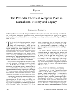 The Pavlodar Chemical Weapons Plant in Kazakhstan: History and