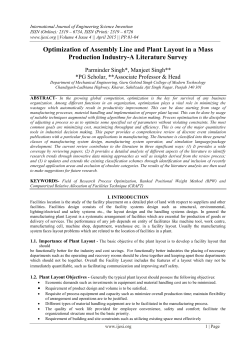 OPTIMIZATION OF ASSEMBLY LINE AND PLANT LAYOUT IN A