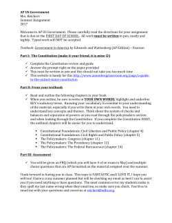 AP US Government Mrs. Reichert Summer Assignment 2017