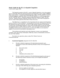 Study Guide for the M.A. in Spanish Linguistics